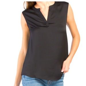 New Neiman Marcus Black Silky Sleeveless Blouse Top Small